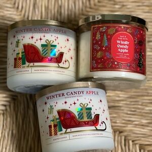 Bath & Body Works Winter Candy Apple Scented Candle - Red BUNDLE